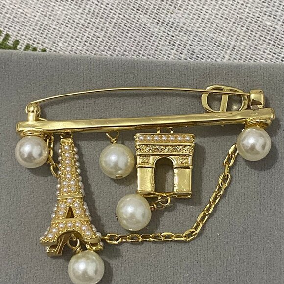 Dior Pearl &  Paris Landmark Brooch - Picture 2 of 7